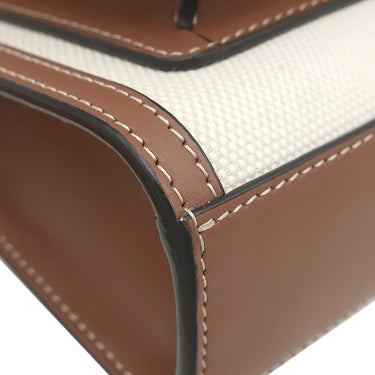 バーバリー BURBERRY ミニ ポケットバッグ 8031746 ナチュラル×モルトブラウン キャンバス レザー 2WAYバッグ ゴールド金具 茶 ハンドバッグ ショルダー