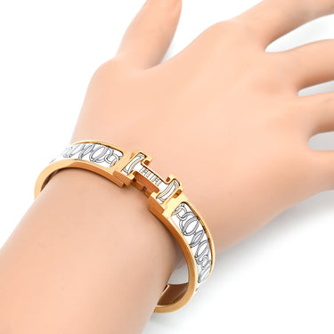 エルメス HERMES クリックH PM ホワイト×マルチカラー GP エナメル ブレスレット ローズゴールド金具 ピンクゴールド金具 Hブレス リフト プロフィール