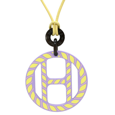エルメス HERMES Hエキップ ノーティック H057087 ラベンダー×イエロー バッファローホーン レザー ラッカー ネックレス 紫 黄色 ロープモチーフ