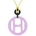 エルメス HERMES Hエキップ ノーティック H057087 ラベンダー×イエロー バッファローホーン レザー ラッカー ネックレス 紫 黄色 ロープモチーフ