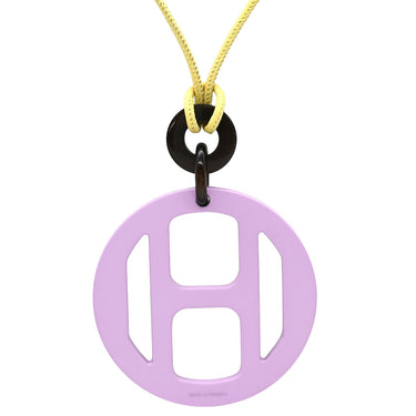 エルメス HERMES Hエキップ ノーティック H057087 ラベンダー×イエロー バッファローホーン レザー ラッカー ネックレス 紫 黄色 ロープモチーフ