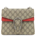 グッチ GUCCI ディオニュソス ミニバッグ 421970 ベージュ×レッド GGスプリームキャンバス スウェード ショルダーバッグ シルバー金具 赤 チェーン タイガーヘッド