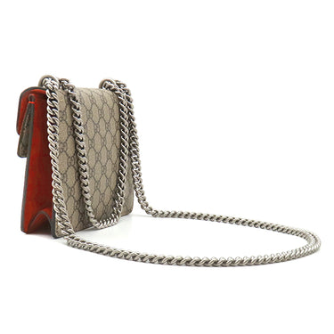 グッチ GUCCI ディオニュソス ミニバッグ 421970 ベージュ×レッド GGスプリームキャンバス スウェード ショルダーバッグ シルバー金具 赤 チェーン タイガーヘッド