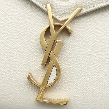 サンローラン SAINT LAURENT カサンドラ トップハンドル 623930 ホワイト レザー ショルダーバッグ ゴールド金具 白 ハンドバッグ ショルダー