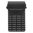 セリーヌ CELINE フォンポーチ 10G332 ブラック レザー ショルダーバッグ 黒 白 ロゴ 総柄 モバイルポーチ