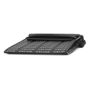 セリーヌ CELINE フォンポーチ 10G332 ブラック レザー ショルダーバッグ 黒 白 ロゴ 総柄 モバイルポーチ