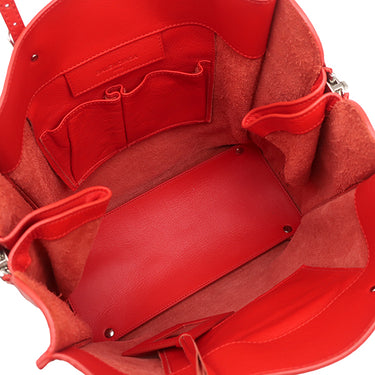 バレンシアガ BALENCIAGA ペーパー トート 357330 レッド レザー トートバッグ シルバー金具 赤 A5