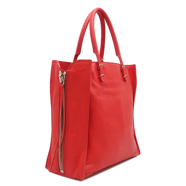 バレンシアガ BALENCIAGA ペーパー トート 357330 レッド レザー トートバッグ シルバー金具 赤 A5