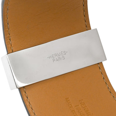 エルメス HERMES コリエ ド シアン ブルーイズミール×ゴールド アリゲーター GP S ブレスレット シルバー金具 青 艶あり