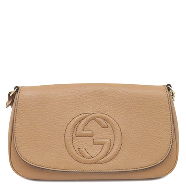 グッチ GUCCI ソーホー インターロッキングG チェーン ショルダー 536224 ベージュ レザー ショルダーバッグ ゴールド金具 タッセル アウトレット品