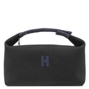 エルメス HERMES ブリッド ア ブラック GM ジグザグ ブラック×ブルーニュイ トワルアッシュ ポーチ シルバー金具 黒 紺 バニティ Hロゴ トワルH