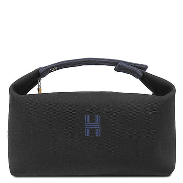 エルメス HERMES ブリッド ア ブラック GM ジグザグ ブラック×ブルーニュイ トワルアッシュ ポーチ シルバー金具 黒 紺 バニティ Hロゴ トワルH