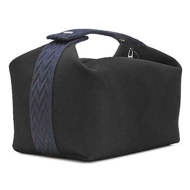 エルメス HERMES ブリッド ア ブラック GM ジグザグ ブラック×ブルーニュイ トワルアッシュ ポーチ シルバー金具 黒 紺 バニティ Hロゴ トワルH