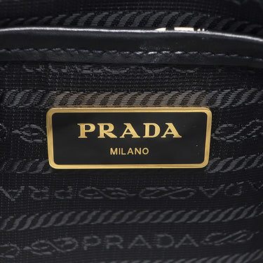 プラダ PRADA ロゴプレート 2WAY バッグ NERO ナイロン レザー 2WAYバッグ ゴールド金具 黒 ハンドバッグ ショルダー テスート