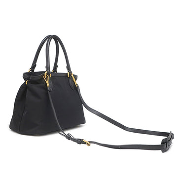 プラダ PRADA ロゴプレート 2WAY バッグ NERO ナイロン レザー 2WAYバッグ ゴールド金具 黒 ハンドバッグ ショルダー テスート