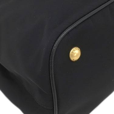 プラダ PRADA ロゴプレート 2WAY バッグ NERO ナイロン レザー 2WAYバッグ ゴールド金具 黒 ハンドバッグ ショルダー テスート