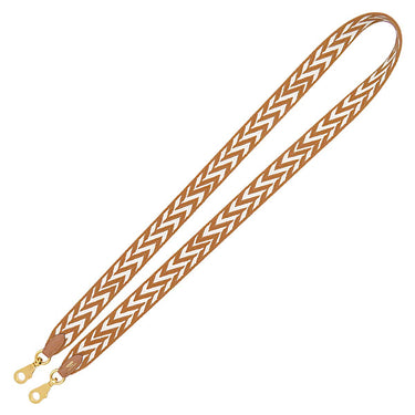 エルメス HERMES バンドリエール サングル ジグザグ ゴールド×エクリュ スイフト トワルコットン ショルダーストラップ シルバー金具 茶 白