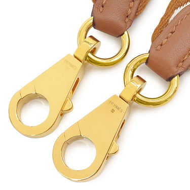 エルメス HERMES バンドリエール サングル ジグザグ ゴールド×エクリュ スイフト トワルコットン ショルダーストラップ シルバー金具 茶 白