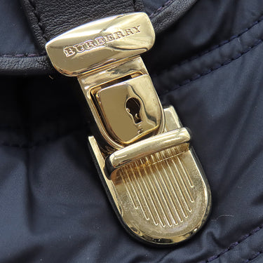 バーバリー BURBERRY キルティング ミニ リュック ネイビー×ブラック ナイロン レザー リュック・デイパック ゴールド金具 巾着 ノバチェック キッズライン