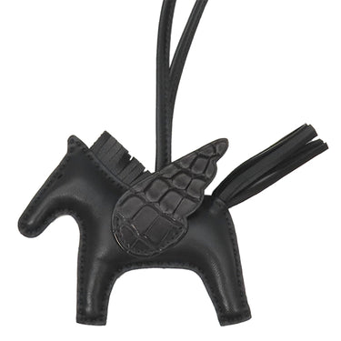 エルメス HERMES ロデオPM ペガサス タッチ ブラック アニョーミロ アリゲーター バッグチャーム 黒 単色 ソーブラック クロコ