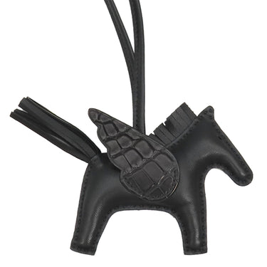 エルメス HERMES ロデオPM ペガサス タッチ ブラック アニョーミロ アリゲーター バッグチャーム 黒 単色 ソーブラック クロコ