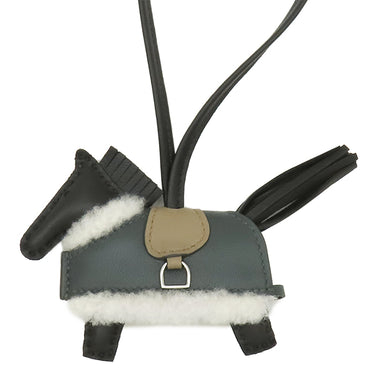 エルメス HERMES ロデオ ロベオ プラッシュ PM ブラック×ヴェールマングローブ×ベージュマルファ アニョーミロ ヴォースイフト メリノウール バッグチャーム シルバー金具 新品 未使用 2026年製