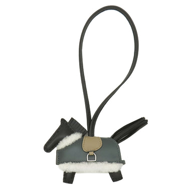 エルメス HERMES ロデオ ロベオ プラッシュ PM ブラック×ヴェールマングローブ×ベージュマルファ アニョーミロ ヴォースイフト メリノウール バッグチャーム シルバー金具 新品 未使用 2026年製