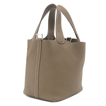 エルメス HERMES ピコタンロック 18 PM エトゥープ トリヨンクレマンス ハンドバッグ シルバー金具 グレージュ