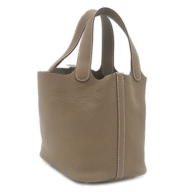 エルメス HERMES ピコタンロック 18 PM エトゥープ トリヨンクレマンス ハンドバッグ シルバー金具 グレージュ