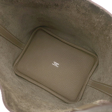 エルメス HERMES ピコタンロック 18 PM エトゥープ トリヨンクレマンス ハンドバッグ シルバー金具 グレージュ