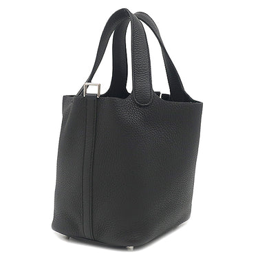エルメス HERMES ピコタンロック 18 PM ブラック トリヨンクレマンス ハンドバッグ シルバー金具 黒