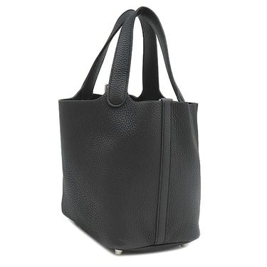 エルメス HERMES ピコタンロック 18 PM ブラック トリヨンクレマンス ハンドバッグ シルバー金具 黒