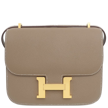 エルメス HERMES コンスタンス3 ミニ ミロワール エトゥープ ヴォーエプソン ショルダーバッグ ゴールド金具 グレージュ