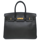 エルメス HERMES バーキン35 ブラック アルデンヌ ハンドバッグ ゴールド金具 黒