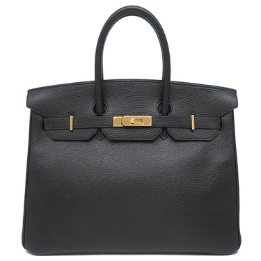 エルメス HERMES バーキン35 ブラック アルデンヌ ハンドバッグ ゴールド金具 黒