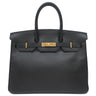 エルメス HERMES バーキン35 ブラック アルデンヌ ハンドバッグ ゴールド金具 黒