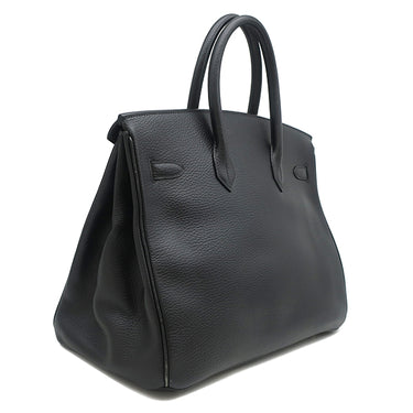 エルメス HERMES バーキン35 ブラック アルデンヌ ハンドバッグ ゴールド金具 黒