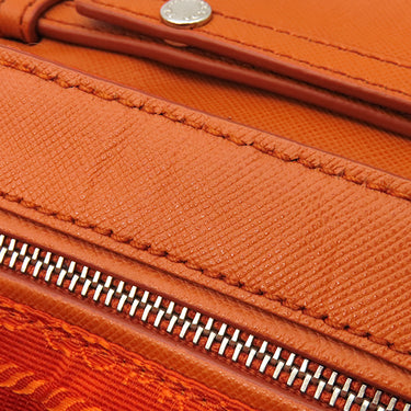 プラダ PRADA テスート インプントゥ チェーンショルダー オレンジ ナイロン ショルダーバッグ シルバー金具 キルティング