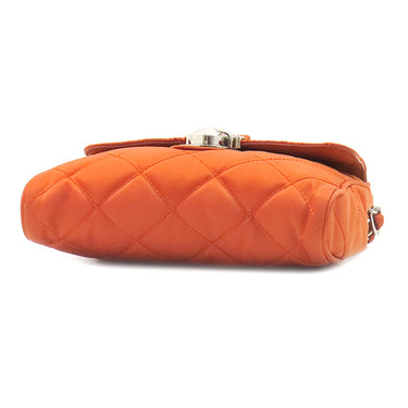 プラダ PRADA テスート インプントゥ チェーンショルダー オレンジ ナイロン ショルダーバッグ シルバー金具 キルティング