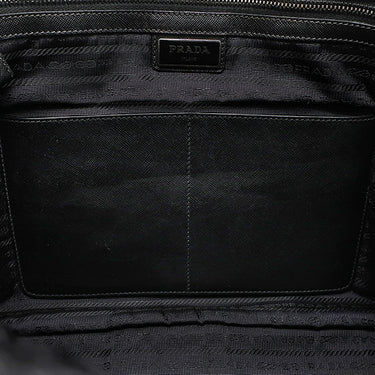プラダ PRADA ナイロン ブリーフケース 2VE871 ブラック ナイロン レザー 2WAYバッグ シルバー金具 黒 ビジネスバッグ ショルダー トライアングルロゴ
