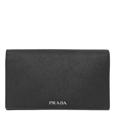 プラダ PRADA サフィアーノ スマホケース 2ZH074 NERO レザー 長財布 シルバー金具 黒 ロゴプレート カード入れ 二つ折り