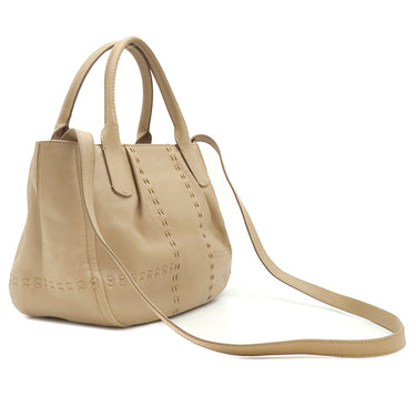 サルヴァトーレ・フェラガモ Salvatore Ferragamo ガンチーニ ベージュ レザー 2WAYバッグ ゴールド金具 トート ショルダー