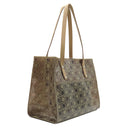 フェラガモ FERRAGAMO ガンチーニ AU-21-2433 ベージュ×ブラウン ビニール レザー トートバッグ シルバー金具 クリア ロゴ ショルダーバッグ 肩掛け