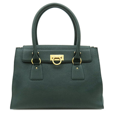 サルヴァトーレ・フェラガモ Salvatore Ferragamo ガンチーニ 2WAYバッグ グリーン レザー 2WAYバッグ ゴールド金具 緑 ハンドバッグ ショルダー