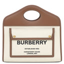 バーバリー BURBERRY ポケットバッグ ナチュラル×モルトブラウン キャンバス レザー 2WAYバッグ ゴールド金具 茶 ハンドバッグ ショルダー