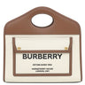 バーバリー BURBERRY ポケットバッグ ナチュラル×モルトブラウン キャンバス レザー 2WAYバッグ ゴールド金具 茶 ハンドバッグ ショルダー