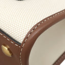 バーバリー BURBERRY ポケットバッグ ナチュラル×モルトブラウン キャンバス レザー 2WAYバッグ ゴールド金具 茶 ハンドバッグ ショルダー