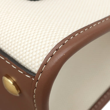 バーバリー BURBERRY ポケットバッグ ナチュラル×モルトブラウン キャンバス レザー 2WAYバッグ ゴールド金具 茶 ハンドバッグ ショルダー