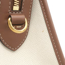 バーバリー BURBERRY ポケットバッグ ナチュラル×モルトブラウン キャンバス レザー 2WAYバッグ ゴールド金具 茶 ハンドバッグ ショルダー