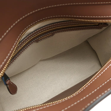 バーバリー BURBERRY ポケットバッグ ナチュラル×モルトブラウン キャンバス レザー 2WAYバッグ ゴールド金具 茶 ハンドバッグ ショルダー